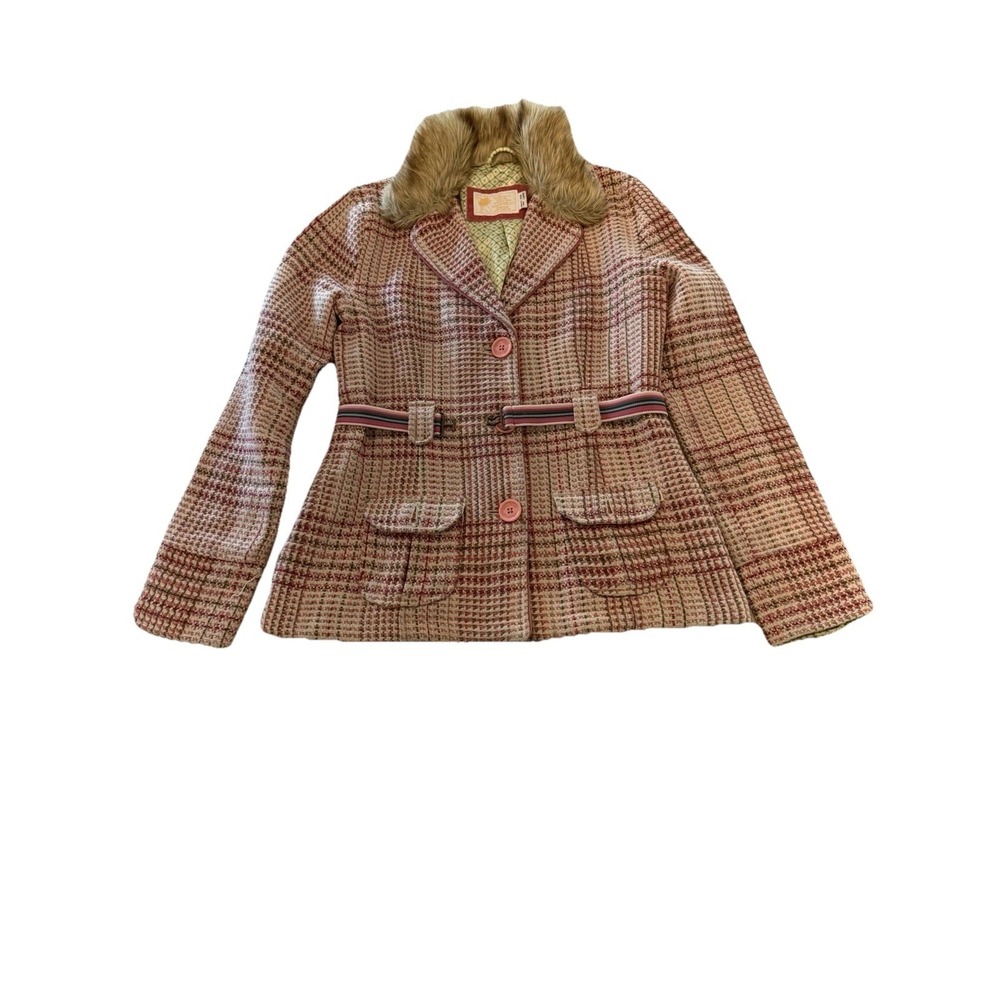 Hollister Women's Tweed Coat/Jacket Size Large Faux-fur Collar
